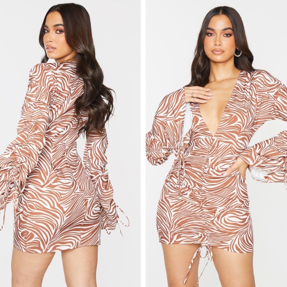 NWT Brown and white zebra print dress